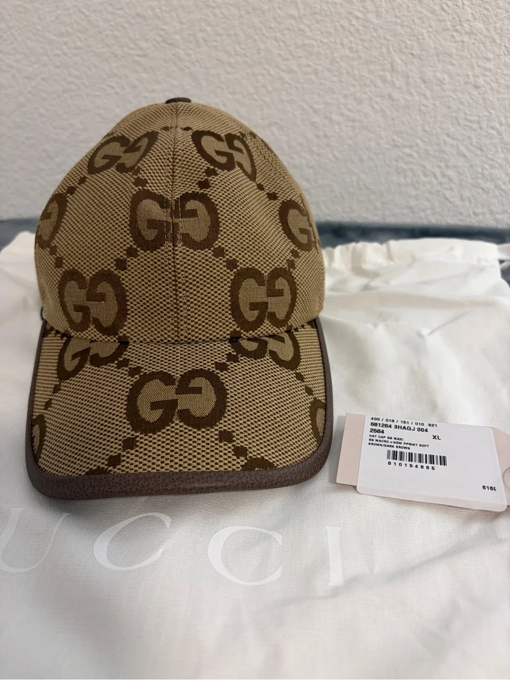 Brand New Gucci Jumbo GG Canvas Baseball Hat Brown Monogram Size XL (59cm)